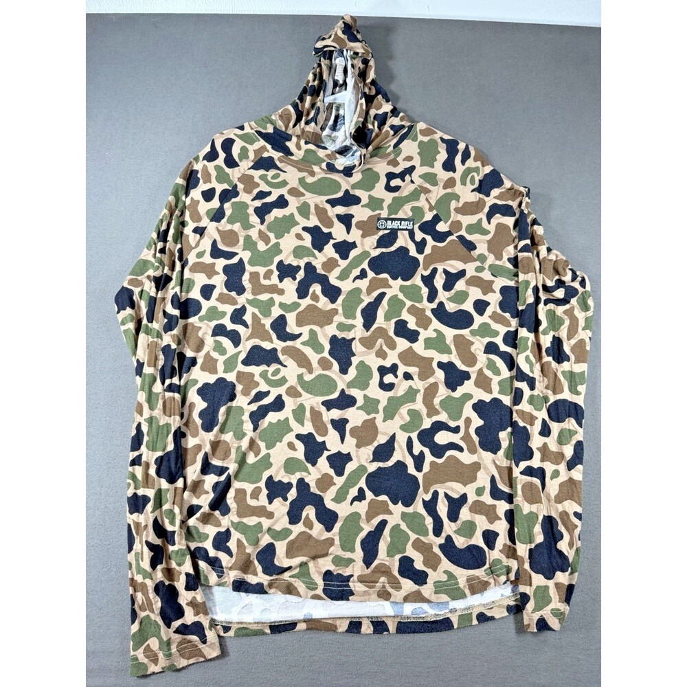Black Rifle Coffee Hoodie Mens Medium Camo Performance Bamboo Pullover Fishing
